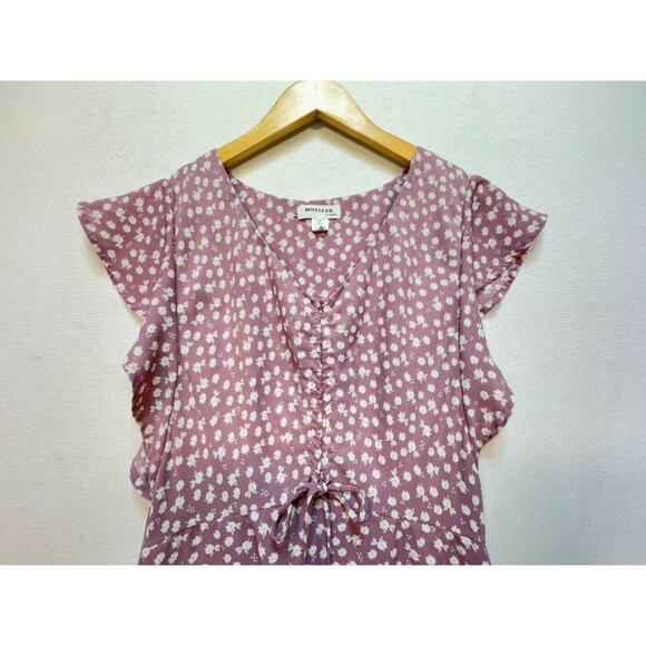 Monteau Los Angeles Womens Floral Cinched Front Sundress Sze M Mauve Floral Boho - Picture 5 of 13